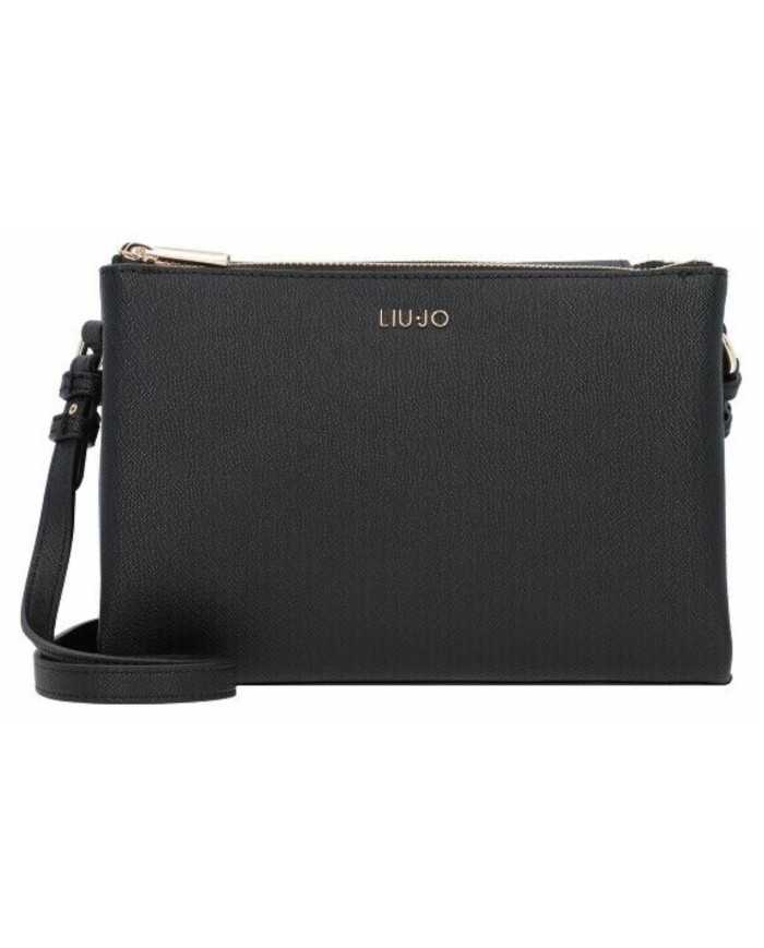 borsa nera donna con logo pattern interno e logo in metallo | LIU JO borsa nera donna con logo pattern interno e logo in metallo | LIU JO