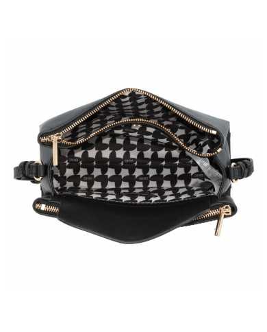 borsa nera donna con logo pattern interno e logo in metallo | LIU JO