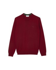 maglia bordeaux da uomo con logo ricamato | LACOSTE