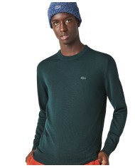 maglia verde da uomo con logo ricamato | LACOSTE