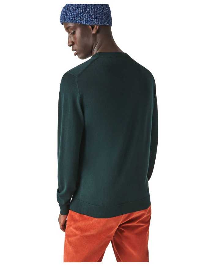 maglia verde da uomo con logo ricamato | LACOSTE