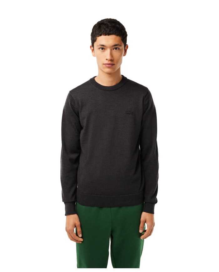 maglia grigia da uomo con logo ricamato | LACOSTE maglia grigia da uomo con logo ricamato | LACOSTE