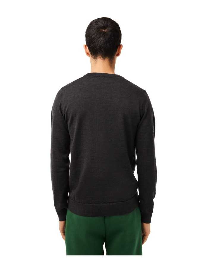 maglia grigia da uomo con logo ricamato | LACOSTE