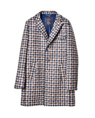 cappotto lungo blu/marrone da uomo con pattern pied de poule | BOB cappotto lungo blu/marrone da uomo con pattern pied de poule | BOB