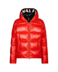 piumino poppy red da uomo con logo patch su manica | SAVE THE DUCK