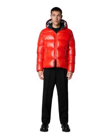 piumino poppy red da uomo con logo patch su manica | SAVE THE DUCK piumino poppy red da uomo con logo patch su manica | SAVE THE DUCK