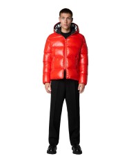 piumino poppy red da uomo con logo patch su manica | SAVE THE DUCK