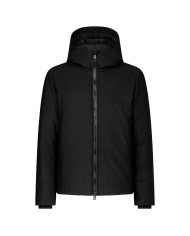 giubbotto nero da uomo con logo patch sul retro | SAVE THE DUCK