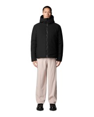 giubbotto nero da uomo con logo patch sul retro | SAVE THE DUCK