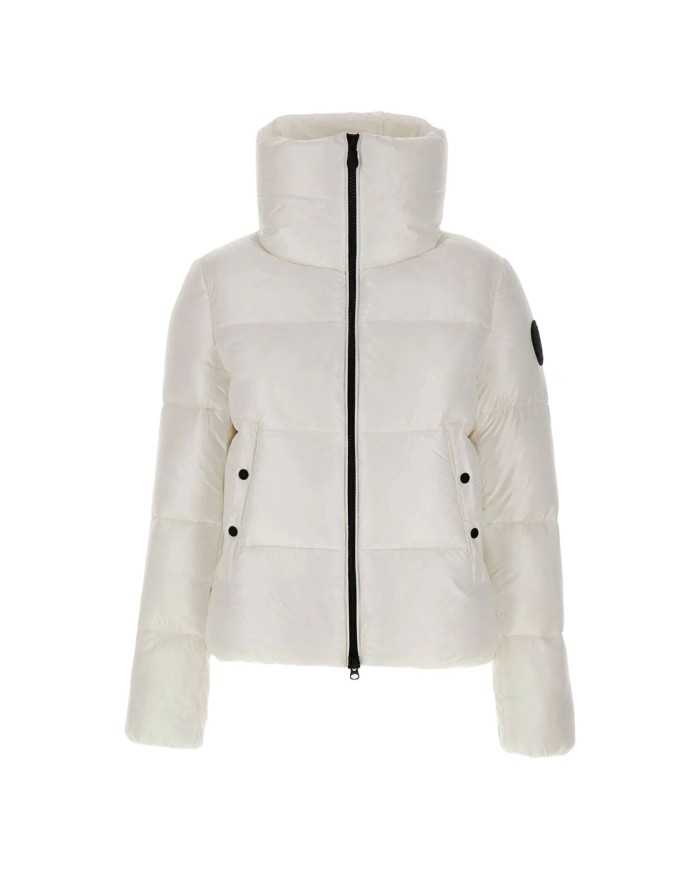 piumino bianco da donna con collo ampio e logo | SAVE THE DUCK piumino bianco da donna con collo ampio e logo | SAVE THE DUCK