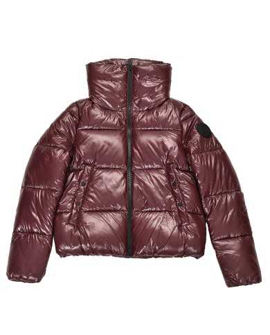 piumino burgundy black da donna con collo ampio e logo | SAVE THE DUCK piumino burgundy black da donna con collo ampio e logo | SAVE THE DUCK