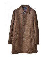 cappotto tabacco da uomo con pedaglio logato su risvolto | BOB cappotto tabacco da uomo con pedaglio logato su risvolto | BOB