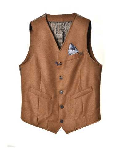 gilet tabacco da uomo con lavorazione a quadri sul retro | BOB gilet tabacco da uomo con lavorazione a quadri sul retro | BOB