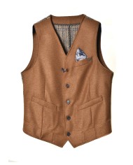 gilet tabacco da uomo con lavorazione a quadri sul retro | BOB gilet tabacco da uomo con lavorazione a quadri sul retro | BOB