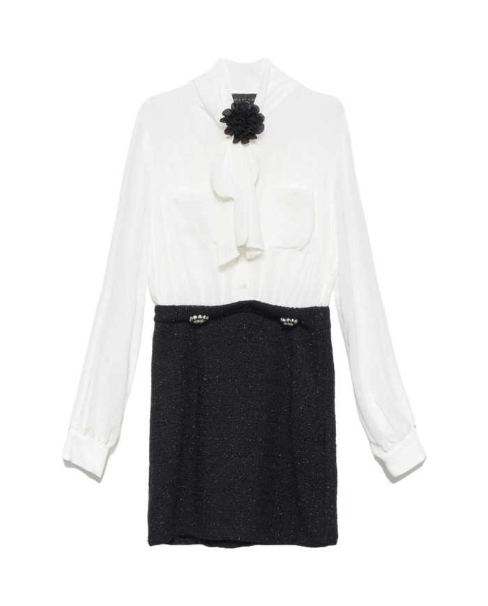 abito off/white da donna con camicia decorata su colletto | GAELLE abito off/white da donna con camicia decorata su colletto | GAELLE