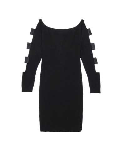 abito nero da donna in maglia con maniche lunghe | GAELLE abito nero da donna in maglia con maniche lunghe | GAELLE