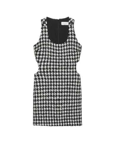 abito smanicato bianco/nero donna con fantasia pied de poule | GAELLE abito smanicato bianco/nero donna con fantasia pied de poule | GAELLE