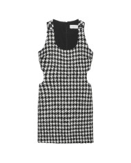 abito smanicato bianco/nero donna con fantasia pied de poule | GAELLE