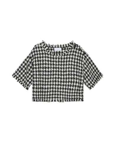 top cropped bianco/nero da donna con fantasia pied de poule | GAELLE