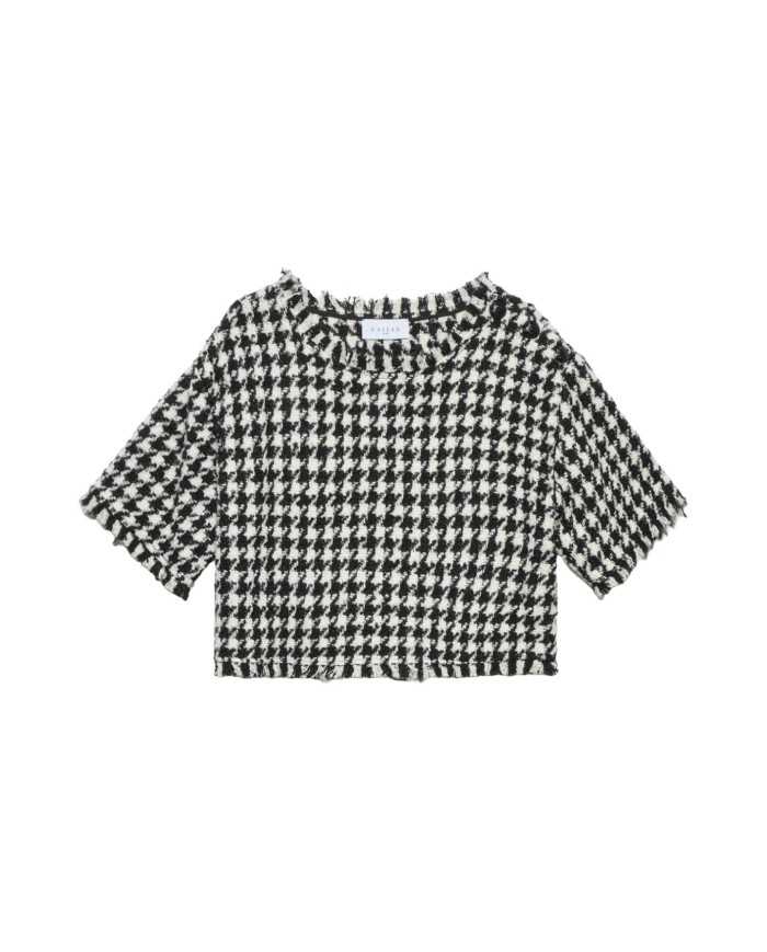 top cropped bianco/nero da donna con fantasia pied de poule | GAELLE top cropped bianco/nero da donna con fantasia pied de poule | GAELLE