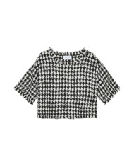 top cropped bianco/nero da donna con fantasia pied de poule | GAELLE top cropped bianco/nero da donna con fantasia pied de poule | GAELLE