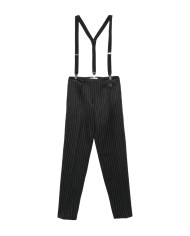 pantaloni a sigaretta neri da donna con bretelle | GAELLE