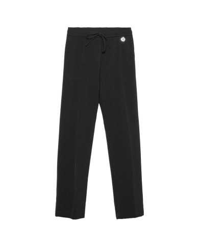 pantalone nero da donna con logo pendente a sinistra | GAELLE