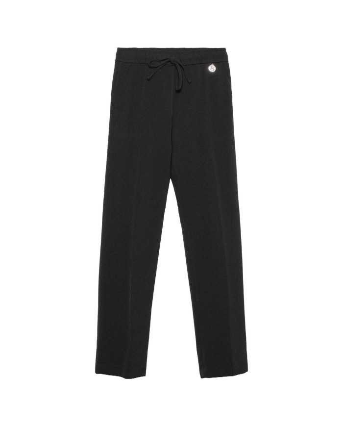 pantalone nero da donna con logo pendente a sinistra | GAELLE pantalone nero da donna con logo pendente a sinistra | GAELLE