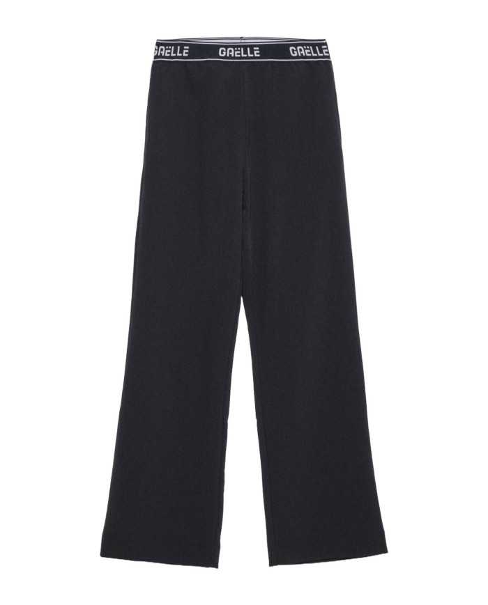 pantalone a gamba dritta nero da donna con banda logata | GAELLE pantalone a gamba dritta nero da donna con banda logata | GAELLE