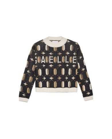 maglia nera da uomo con logo frontale e fantasia multicolor | GAELLE