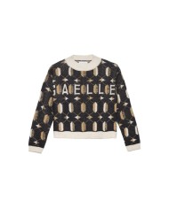 maglia nera da uomo con logo frontale e fantasia multicolor | GAELLE maglia nera da uomo con logo frontale e fantasia multicolor | GAELLE