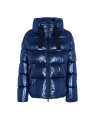 piumino petrolio da donna con logo su braccio e tag laterale | SUNS