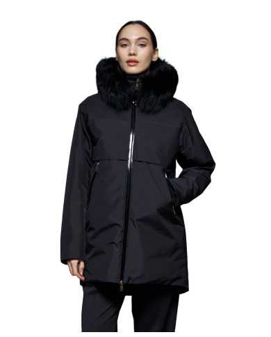 giaccone nero da donna con patch logata su manica | PEOPLE OF SHIBUYA giaccone nero da donna con patch logata su manica | PEOPLE OF SHIBUYA