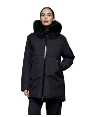 giaccone nero da donna con patch logata su manica | PEOPLE OF SHIBUYA giaccone nero da donna con patch logata su manica | PEOPLE OF SHIBUYA