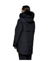 giaccone nero da donna con patch logata su manica | PEOPLE OF SHIBUYA giaccone nero da donna con patch logata su manica | PEOPLE OF SHIBUYA