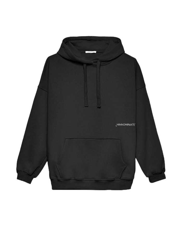 felpa nero da donna con tasca a marsupio e logo | HINNOMINATE felpa nero da donna con tasca a marsupio e logo | HINNOMINATE