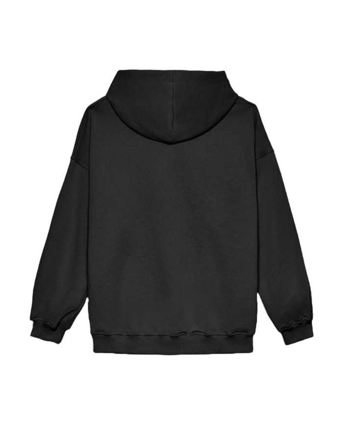felpa nero da donna con tasca a marsupio e logo | HINNOMINATE felpa nero da donna con tasca a marsupio e logo | HINNOMINATE
