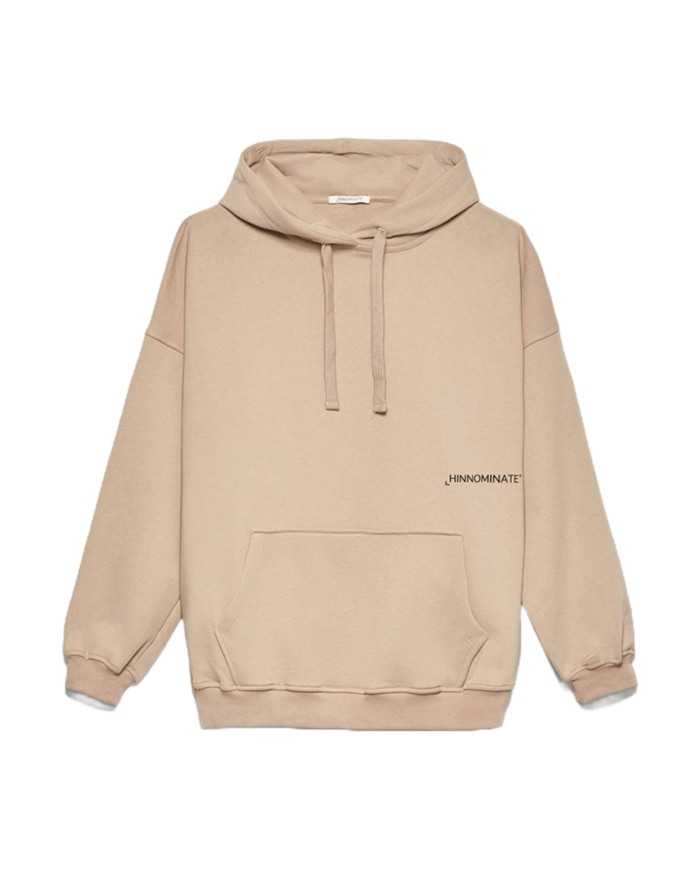felpa nocciola da donna con tasca a marsupio e logo | HINNOMINATE felpa nocciola da donna con tasca a marsupio e logo | HINNOMINATE