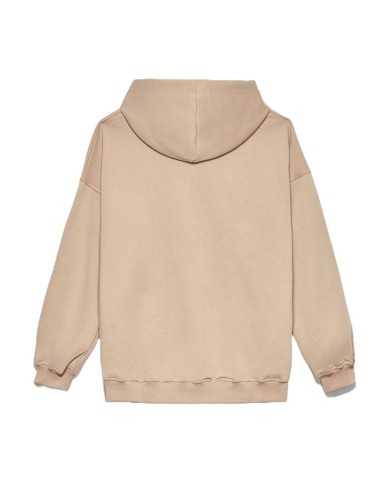 felpa nocciola da donna con tasca a marsupio e logo | HINNOMINATE