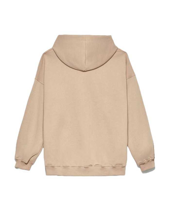felpa nocciola da donna con tasca a marsupio e logo | HINNOMINATE felpa nocciola da donna con tasca a marsupio e logo | HINNOMINATE
