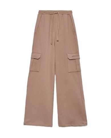 pantaloni a palazzo tortora da donna con vita elastica | HINNOMINATE