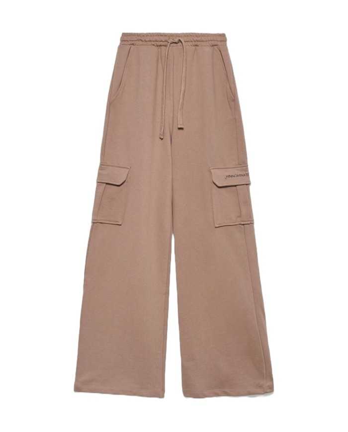 pantaloni a palazzo tortora da donna con vita elastica | HINNOMINATE pantaloni a palazzo tortora da donna con vita elastica | HINNOMINATE