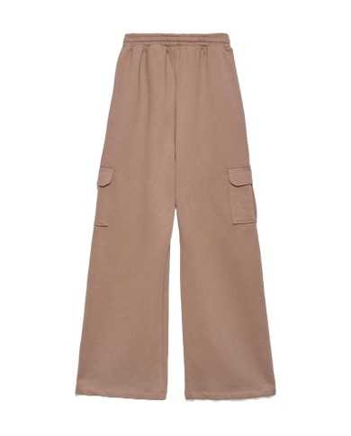 pantaloni a palazzo tortora da donna con vita elastica | HINNOMINATE