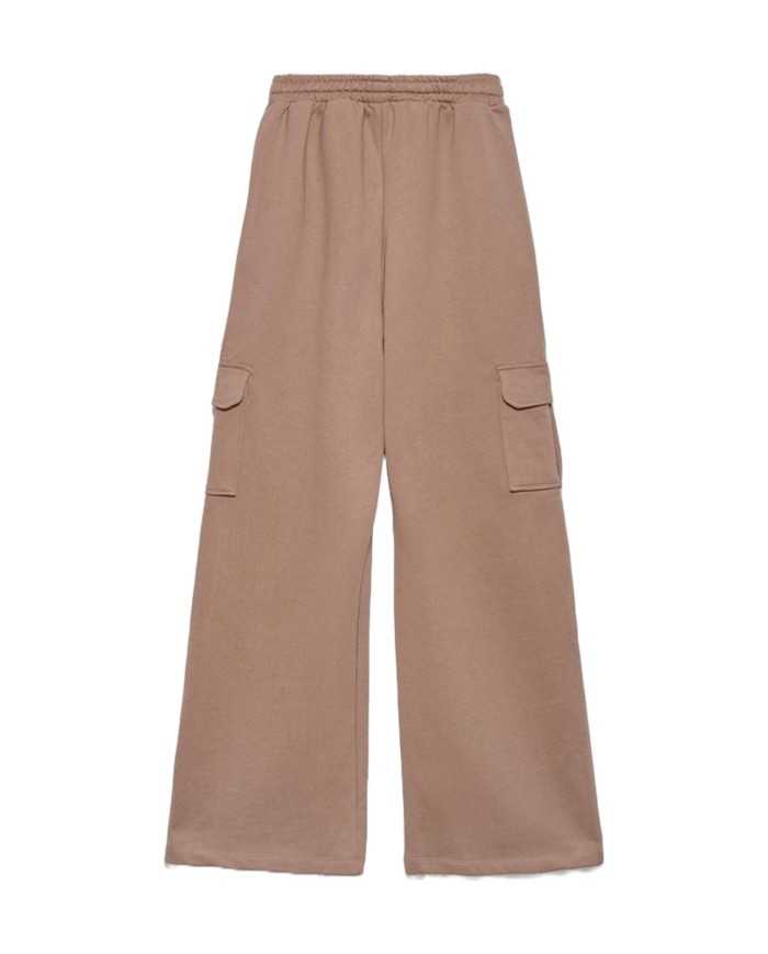 pantaloni a palazzo tortora da donna con vita elastica | HINNOMINATE pantaloni a palazzo tortora da donna con vita elastica | HINNOMINATE