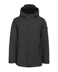 giubbotto impermeabile lungo nero da uomo con logo in gomma | HOMEWARD