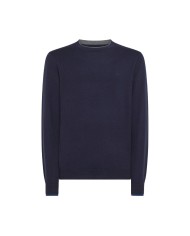 maglia navy blue da uomo con profili in contrasto su scollo | SUN68