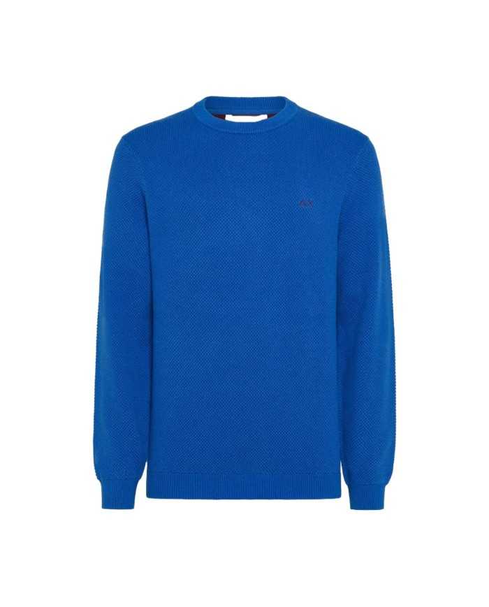 maglia blue da uomo logata su petto e lavorato a maglia | SUN68 maglia blue da uomo logata su petto e lavorato a maglia | SUN68