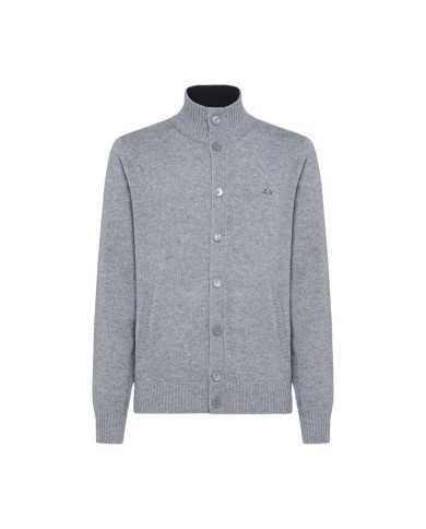 cardigan grigio chiaro da uomo logato su petto | SUN68 cardigan grigio chiaro da uomo logato su petto | SUN68