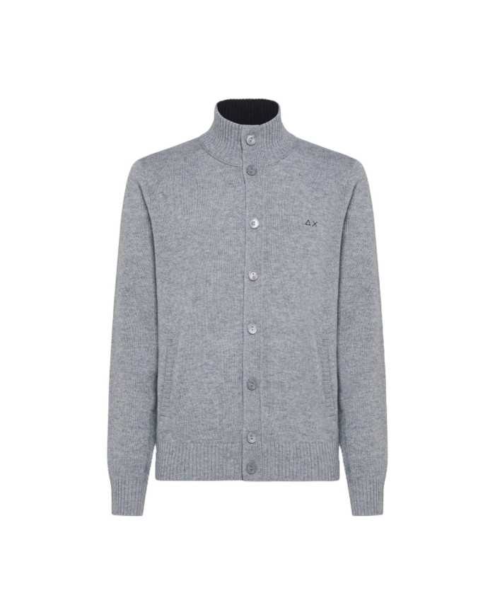 cardigan grigio chiaro da uomo logato su petto | SUN68 cardigan grigio chiaro da uomo logato su petto | SUN68