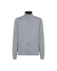 cardigan grigio chiaro da uomo logato su petto | SUN68